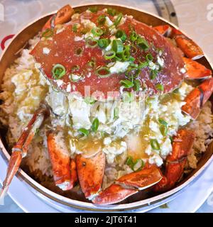 Chinese Food - Steam crab with rice, Chinese cousin. Stock Photo