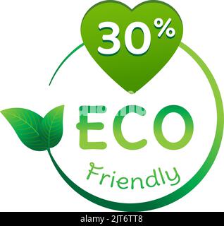 Eco friendly stamp icons Vector illustration with Green organic plant leaf. Eco friendly green leaf label sticker. 2d vector illustration. Stock Vector