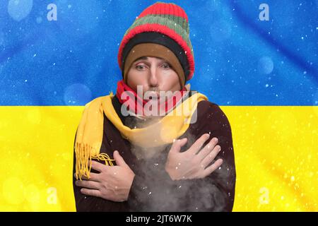 Cold winter and consequences of gas sanctions, consequences of the war in Ukraine, shortage of gas and heat in Ukraine, a European freezes from the co Stock Photo