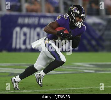 Washington Commanders RB Reggie Bonnafon (38) in action during a preseason  game against the Baltimore Ravens at M&T Bank Stadium in Baltimore,  Maryland on August 27, 2022. Photo/ Mike Buscher / Cal