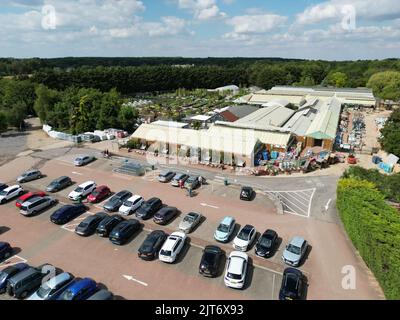Harlow garden centre Essex UK drone aerial view Stock Photo