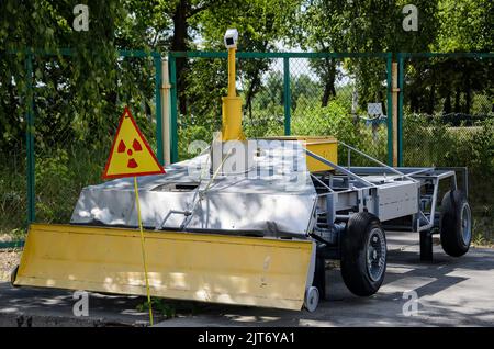 Space-dedicated vehicles used to clean the nuclear power plant after the accident. Prypiat, Chernobyl exclusion zone, Ukraine Stock Photo
