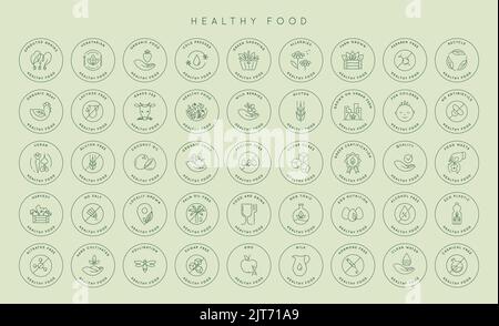 Vector natural product icon label set.  Stock Vector