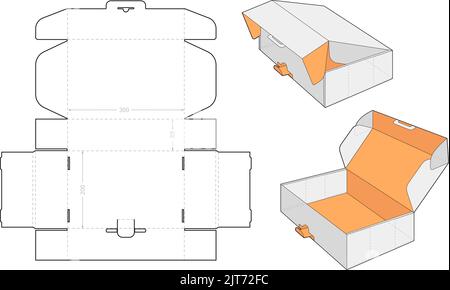 Cardboard box assembly. Unwrapped pack blueprint retail packaging cut template hexagonal technical schemes boxed food package for seal die print cutting, neat vector illustration Stock Vector