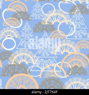 new Year's pattern with elegant snow-white Christmas tree seamless pattern without background Stock Vector