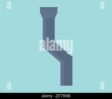 Plastic gutter on the roof of the building and downpipe on the wall logo design. House roof gutter, home exterior pipe, repair service  vector design, Stock Vector