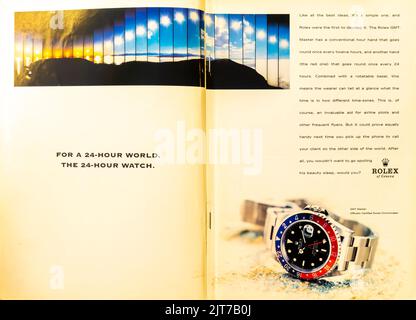 1998 Rolex GMT Master II watch print ad Stock Photo