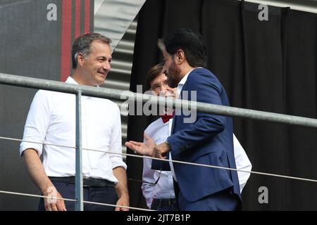 Spa, Belgium. 28th Aug, 2022. SPA-FRANCORCHAMPS, Belgium. , . PODIUM, Mohammed Ben Sulayem, FIA President, Alexander De Croo, Prime Minister of Belgium, Elio Di Rupo, Prime Minister of the Walloon Region, Credit: SPP Sport Press Photo. /Alamy Live News Credit: SPP Sport Press Photo. /Alamy Live News Stock Photo