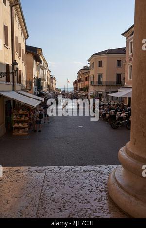 Bardolino, Italy - July 11, 2022 - Piazza (Square) Giacomo Matteotti on Lake Garda on a summer afternoon Stock Photo