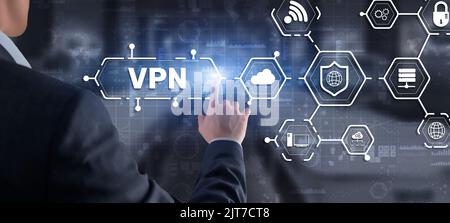 Virtual private network VPN. Provides privacy, anonymity and security to users by creating a private network connection across a public network Stock Photo
