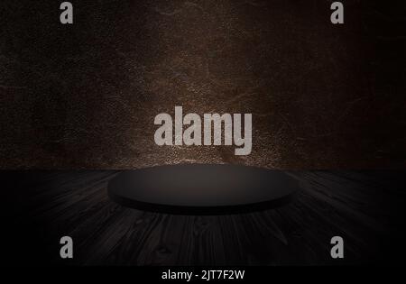 Product showcase with spotlight. gold illuminated wall Stock Photo