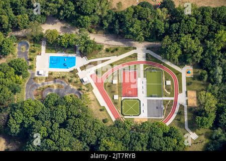 Aerial photo, Revierpark Vonderort, sports facility redesign and reconstruction, Osterfeld, Oberhausen, Ruhr area, North Rhine-Westphalia, Germany, DE Stock Photo