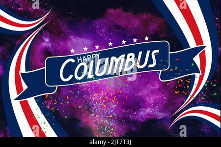 poster for happy columbus, with abstract illustration background Stock Vector