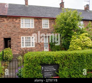 The beautiful exterior of Paul McCartney's childhood home in Liverpool, United Kingdom Stock Photo