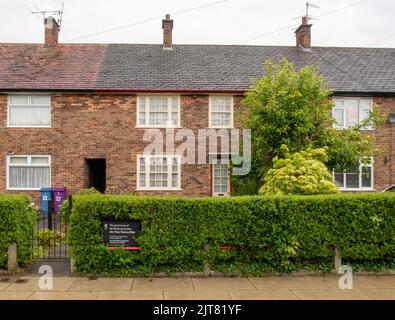 The beautiful exterior of Paul McCartney's childhood home in Liverpool, United Kingdom Stock Photo