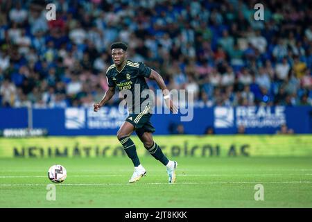 Barcelona, Spain, 28, August, 2022.  Spain -Football - Spanish La Liga match between RCD Espanyol v Real Madrid. Tchouameni (18).  Credit: JG/Alamy Live News Stock Photo