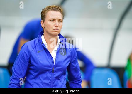 San Jose, Costa Rica. 28th Aug, 2022. San Jose, Costa Rica, August 28th 2022: Head coach of Netherlands Jessic Torny during the FIFA U20 Womens World Cup Costa Rica 2022 football 3rd place match between Netherlands and Brazil at Estadio Nacional in San Jose, Costa Rica. (Daniela Porcelli/SPP) Credit: SPP Sport Press Photo. /Alamy Live News Stock Photo