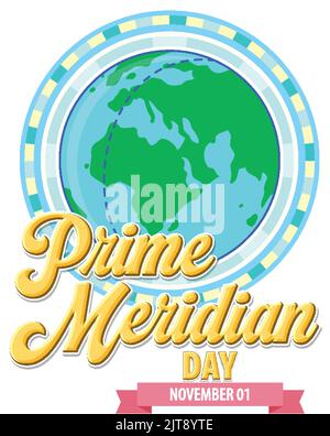 Prime Meridian Day Logo Concept illustration Stock Vector