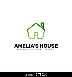 letter A logo design. line house logo. creative house logo and letter a. vector format Stock Vector