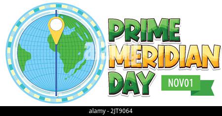 Prime Meridian Day Logo Concept illustration Stock Vector