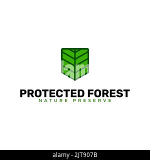 Nature protection logo vector with green leaf and shield icon Stock Vector