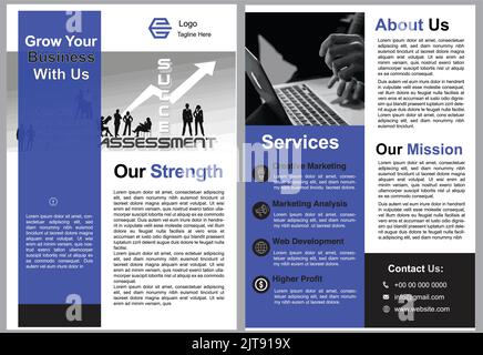 business flyer design template in blue color vector flyer for business growth Stock Vector