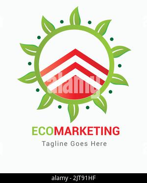 farming agriculture eco nature logo vector with sun leaf home waves farmhouse logo vector illustration Stock Vector