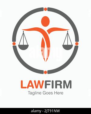 law firm logo with scale in hands vector illustration equality sign judge  judicial logo Stock Vector