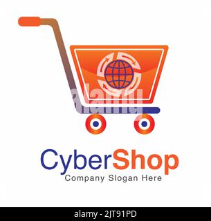 Online shopping logo online store logo buy online logo cyber shop shopping cart logo Stock Vector