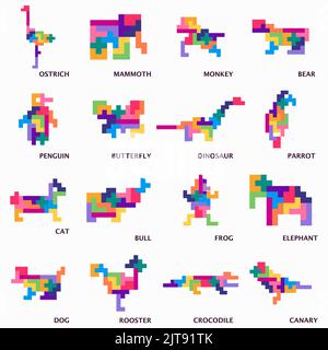 Set of Block Puzzle. Pentamino puzzle. Tetris. Stock Vector