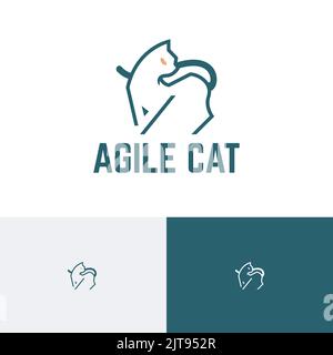 Cute Agile Cat Adorable Pet Lover Logo Stock Vector