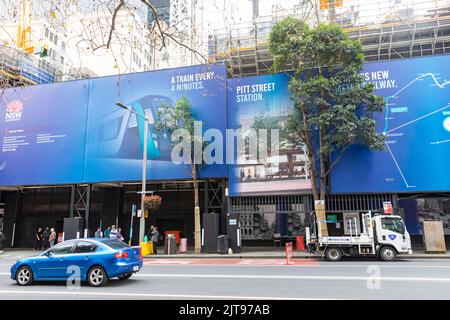 Sydney Metro public transport project in Sydney city centre, NSW,Australia, winter 2022 Stock Photo