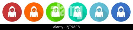 Call center icon set, flat design vector illustration in 6 colors options for webdesign and mobile applications Stock Vector