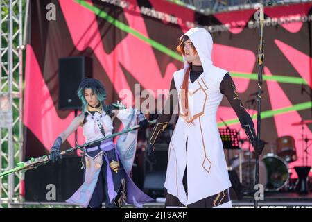 VLADIVOSTOK, RUSSIA - AUGUST 20, 2022: Geek Fest - cosplay and geek culture festival. Cosplayer demonstrates his look and costume. Stock Photo