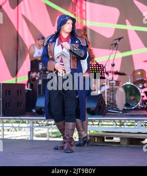 VLADIVOSTOK, RUSSIA - AUGUST 20, 2022: Geek Fest - cosplay and geek culture festival. Cosplayer demonstrates look and costume. Stock Photo