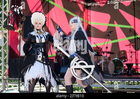 VLADIVOSTOK, RUSSIA - AUGUST 20, 2022: Geek Fest - cosplay and geek culture festival. Cosplayer demonstrates look and costume. Stock Photo