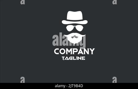 minimal gentleman barber logo template Stock Vector