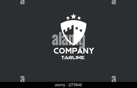 minimal defender badge logo template Stock Vector