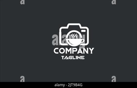 minimal camera coffee logo template Stock Vector