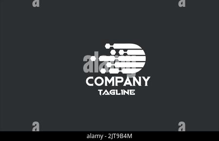 minimal digital letter D logo template Stock Vector