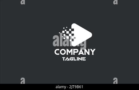 minimal digital media production logo template Stock Vector