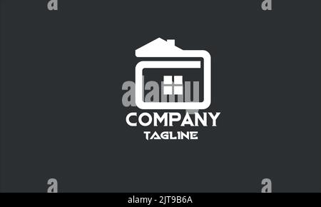 minimal real estate house file logo template Stock Vector