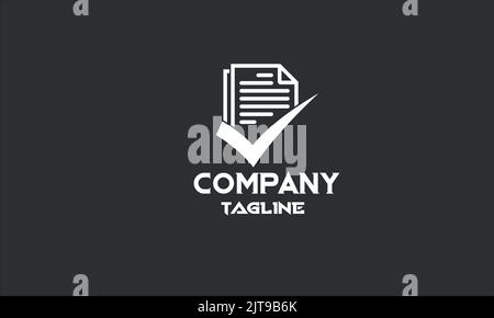 minimal document checking logo template Stock Vector