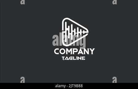 minimal digital media production logo template Stock Vector