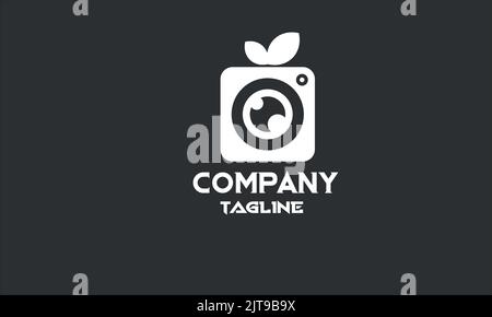 minimal leaf camera logo template Stock Vector