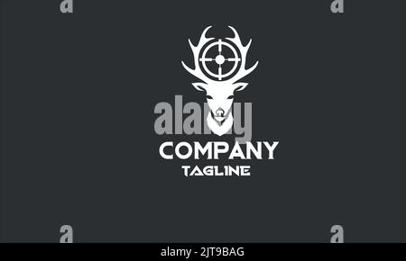 minimal deer hunt logo template Stock Vector