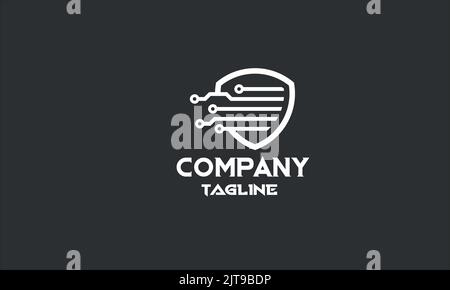 minimal cyber security logo template Stock Vector