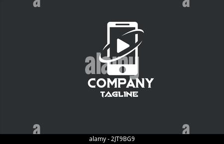 minimal mobile play media logo template Stock Vector
