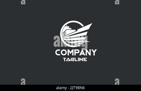 minimal global shipping logo template Stock Vector