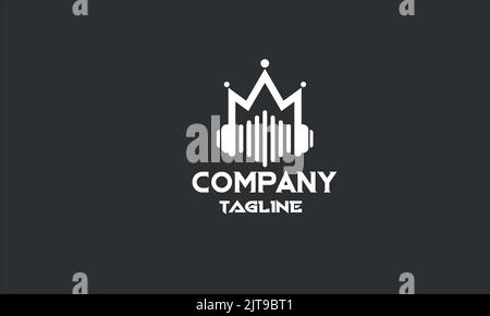 minimal music king logo template Stock Vector